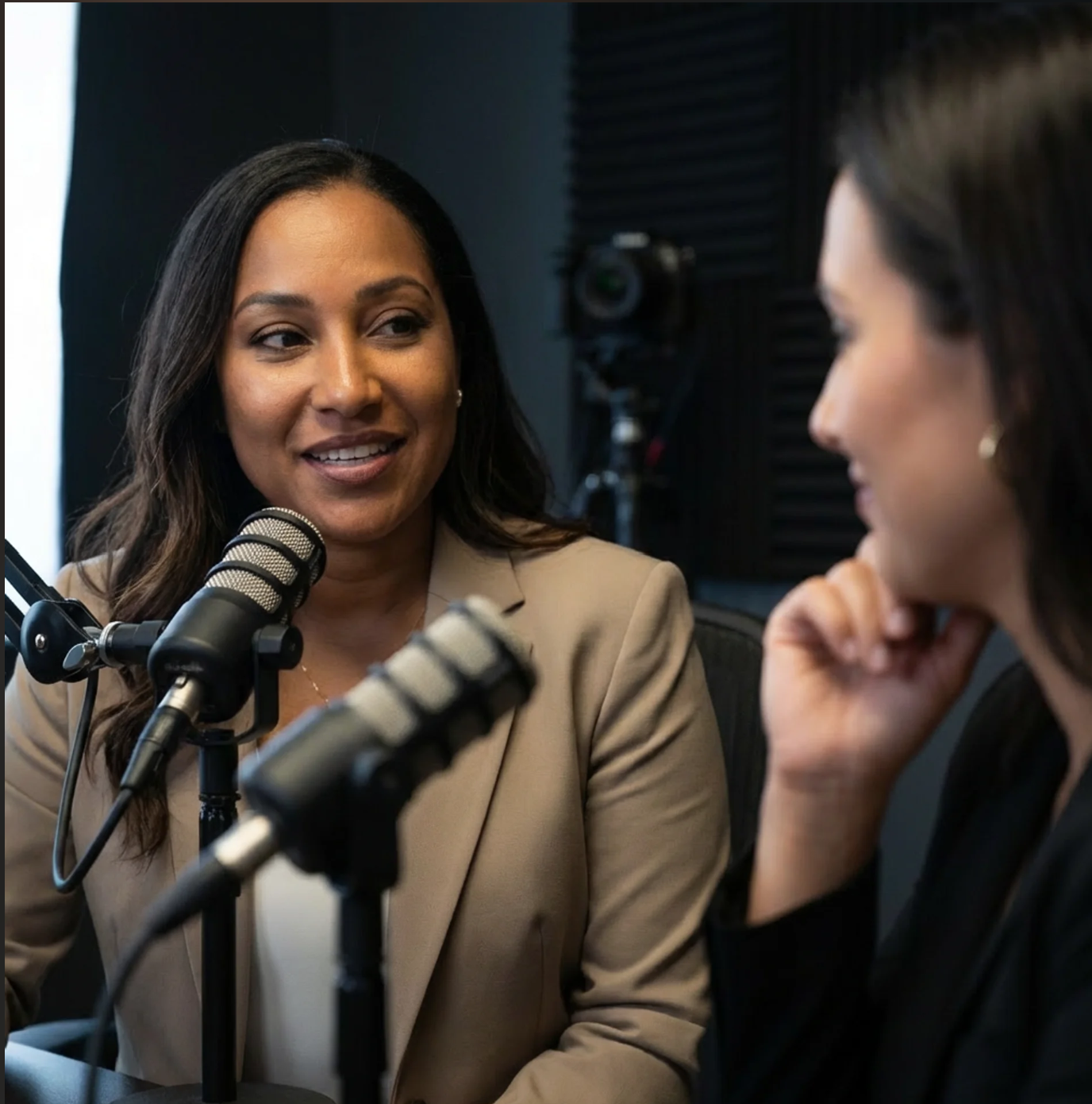 Kesi Case recording the Entrepreneurial Truth podcast in studio